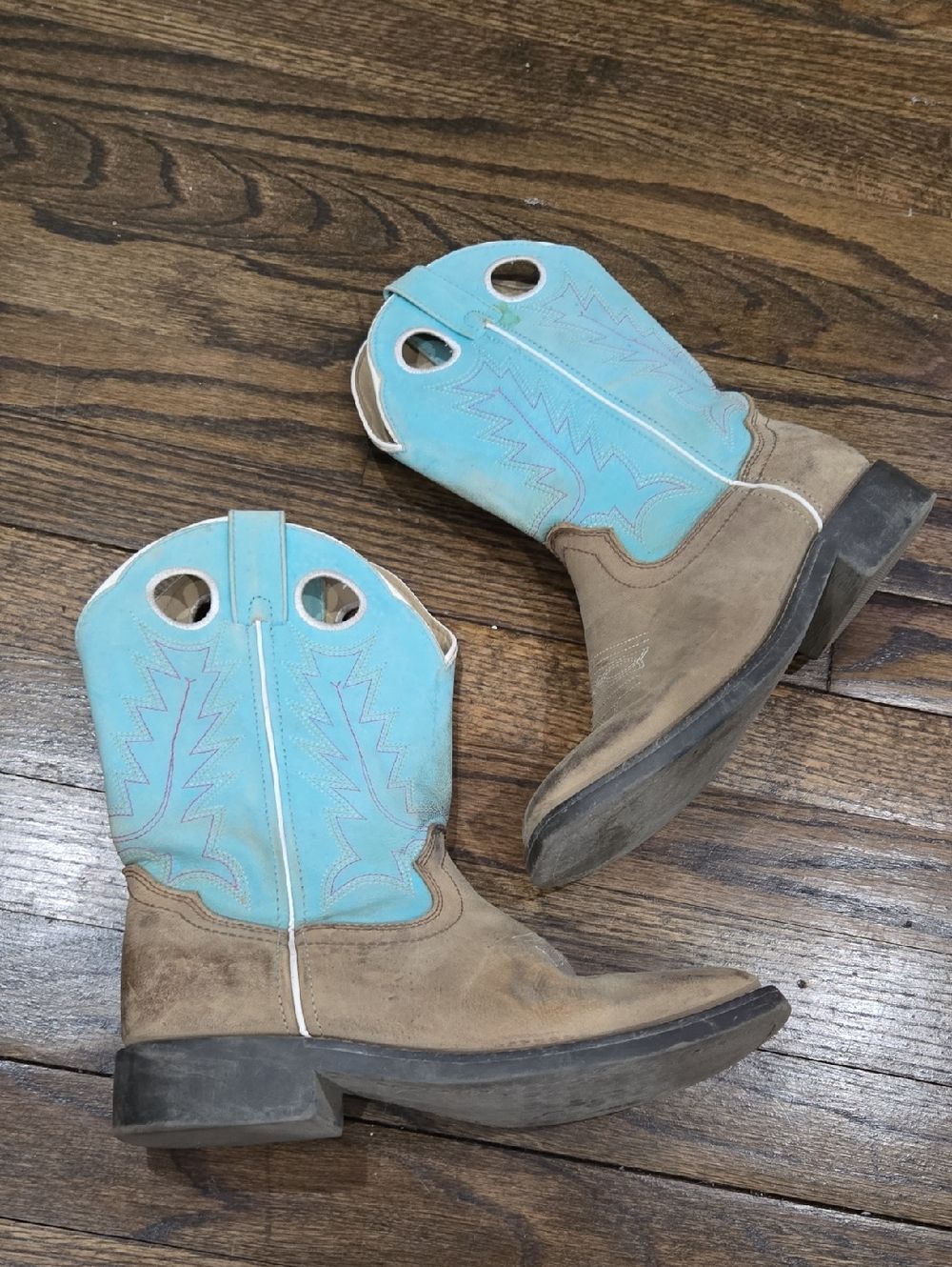 Shyanne Ceci Girl's Blue Brown Mid-Calf Pull-On Western cowboy Size 4D